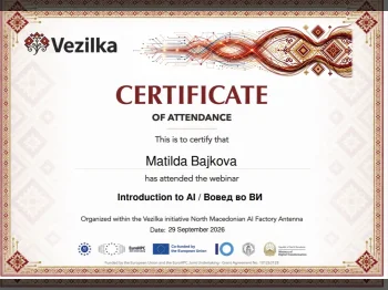 Учење за одговорна примена на вештачката интелигенција — учество на првиот вебинар на ВЕЗИЛКА - 30.09.2026